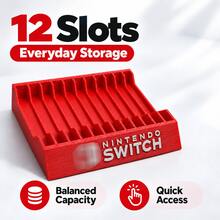 Red Game Card Storage Organizer Rack, 8/12/15 Slot Desktop Game Cartridge Holder, Space-Saving Game Accessory Rack, Multi-Slot Storage Rack, Suitable For Game Card Collection And Desktop Organization - View 4
