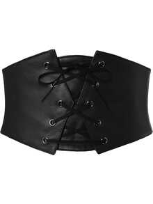 1pc Women's Black Lace Waist Elastic Waistband, Sexy Corset Suitable For Halloween Party, Commute, Gathering, Street Style - Black - View 8