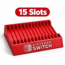 Red Game Card Storage Organizer Rack, 8/12/15 Slot Desktop Game Cartridge Holder, Space-Saving Game Accessory Rack, Multi-Slot Storage Rack, Suitable For Game Card Collection And Desktop Organization - View 12