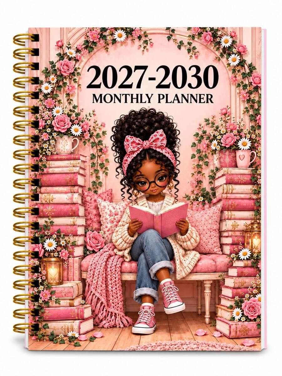 2027-2030 4年月計畫本,復古捲髮閱讀花卉螺旋筆記本,48個月防水封面行程筆記本,208週計畫本/月計畫本,適用於工作與居家,開學用品,辦公桌配件與居家必需品 - A - 查看 1
