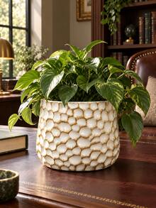 1pc White Textured Planter With High Legs, Modern Minimalist Indoor Succulent And Green Plant Pot, Decorative Planter For Living Room, Bedroom, Office, Bookshelf And Entryway - New Product - View 8
