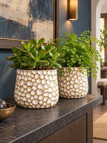 1pc White Textured Planter With High Legs, Modern Minimalist Indoor Succulent And Green Plant Pot, Decorative Planter For Living Room, Bedroom, Office, Bookshelf And Entryway - New Product - View 7
