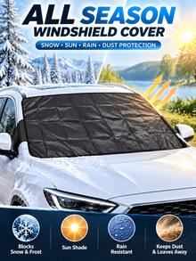 YAIUZGOO Universal Car Windshield Cover, Snow And Frost Protection, Foldable Front Window Snow Cover With Side Flaps, Winter Windshield Protector, Sun Shade, Reflective Layer Design, Anti-Ice Rain And Dust, Outdoor Car Accessory, Suitable For All-Season Driving - 200x70 cM Up+S - View 2