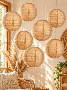 10/6/2pcs Burlap Paper Lanterns Hanging Decorations, Round Chinese Lanterns, Burlap Hanging Lanterns, For Bohemian Classroom Decor, Bridal Shower, Rustic Vintage Wedding, Birthday Party, Farmhouse Decor, Simple Style - Multicolor - View 1