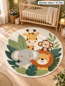 1pc Cartoon Animal Zoo Pattern Round Rug, Home Decor Carpet, Soft & Comfortable Rug, Living Room Rug, Bedroom Rug, Sofa Seat Rug, Closet Rug, Study Room Rug, Ins Style Rug, Home Decor Rug, Bedroom Decor, Small Rug, Creative Fashion Rug, Living Room Small Rug, Outdoor Rug, Washable Rug - Multicolor - View 12