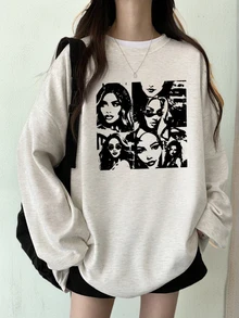 2025秋季新款时尚休闲宽松长袖T恤，字母印花街头韩版