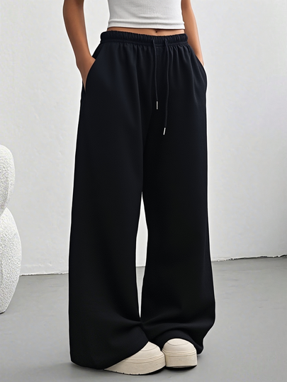 Women's Casual Solid Color Drawstring Waist Sports Pants
