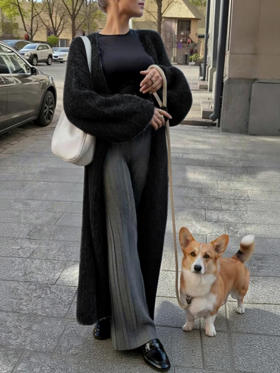 FOR BEAUTY Autumn/Winter New Loose Casual Commuter Sweater, Women Minimalist Fashion Knitted Cardigan Long Jacket Outerwear, Lazy New Year Style - Kose - View 1