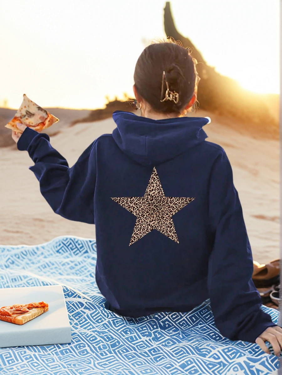 Tween Girls Casual Printed Dark Heather Thermal Lined Sweatshirt For Autumn - Navy Blue - View 1