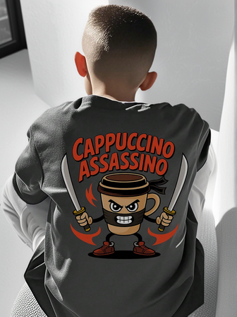 Camiseta de cuello redondo de manga corta con estampado casual para niños y adolescentes, top de verano