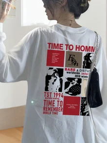 Kaos Lengan Panjang Kasual Musim Gugur/Dingin Terbaru untuk Anak Perempuan, Motif Kartun - Putih - View 2