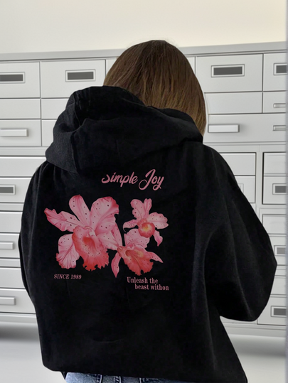 Sudadera holgada con estampado gráfico y forro térmico para mujer, para invierno