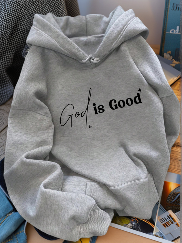 Sudadera casual de mujer con estampado de letras y forro térmico de manga larga