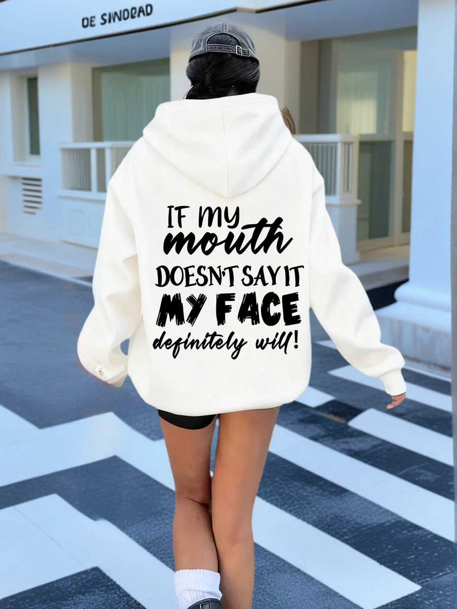 女士时尚秋冬连帽套头卫衣,柔软舒适,保暖内衬,休闲百搭。学院风印花图案,尽显青春活力。适合跑步、休闲、聚会、派对等各种场合。秋冬季保暖舒适,适合跑步、运动等活动。宽松加厚连帽卫衣,街头风十足,户外穿着也十分合适,是秋冬季的理想之选。白色 - 白色 - 查看 1