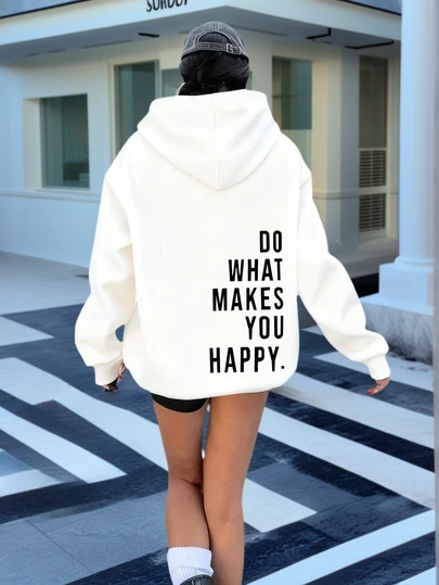 Women's Fashionable Autumn/Winter Hooded Pullover Sweatshirt, Soft & Comfortable Thermal Lining Top