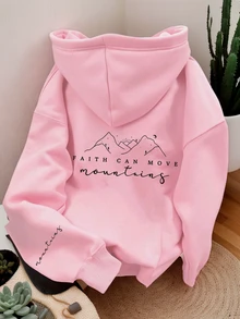 女士时尚秋冬连帽套头卫衣，柔软舒适，保暖内衬，休闲百搭。这款女士休闲保暖连帽衫采用学院风印花图案，尽显青春活力。适合跑步、休闲、聚会、派对等各种场合。秋冬季保暖舒适，适合跑步、运动等活动。宽松加厚连帽卫衣，打造街头风和户外穿搭，秋冬季必备。粉色 - 粉色 - 查看 1