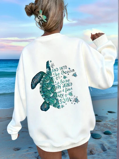 Damen Tropisches Muster Lässig Crew Neck Langarm Sweatshirt für Herbst/Winter, Damen Lässig Crew Neck Sweatshirt mit Collegeprint Design, strahlt jugendliche Vitalität aus. Geeignet für Laufen, Lässig Wear, Treffen, Partys, bietet bequemen Tragekomfort im Herbst/Winter, geeignet für Aktivitäten wie Laufen und Training. Loose Fit Crew Neck Sweatshirt für Damen, geeignet für Streetstyle, Outdoor-Tragen, einsetzbar für Herbst/Winter.