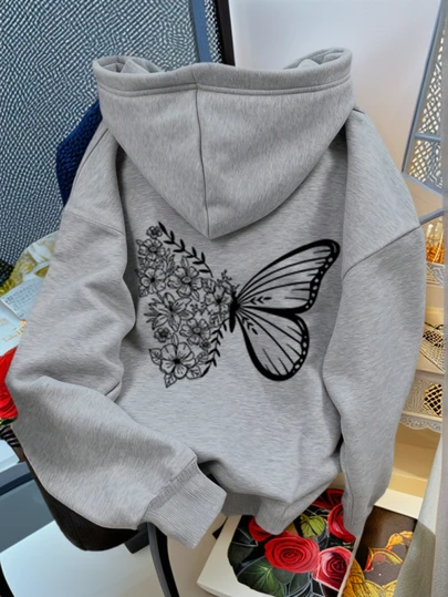 Women's Casual Thermal Lined Hoodie, Featuring Collegiate Print Design, Radiating Youthful Vibrancy. Suitable For Running, Lounging, Gatherings, Parties, And Providing Warmth In Autumn/Winter Seasons, Ideal For Activities Like Running And Exercising. Oversized Thick Hooded Sweatshirt For Women, Fitting Street Style And Outdoor Wear, Suitable For Autumn/Winter.