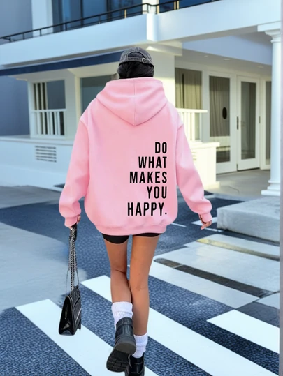 女士时尚秋冬连帽套头衫，柔软舒适保暖内衬上衣