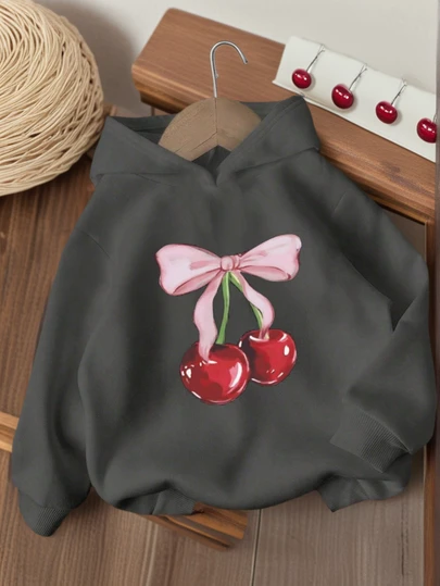 Funny Print Thermal Lined Pullover Sweatshirt Sweatshirt For Young Girls, Warm & Comfortable For Autumn/Winter