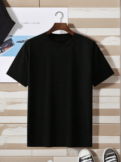 Tween Jungen Students Schlichtes schwarzes T-Shirt mit Rundhalsausschnitt und kurzen Ärmeln, lässiges Sommeroberteil