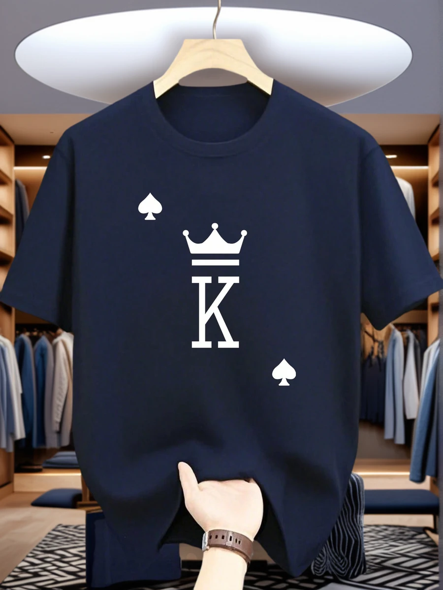 Maglietta a maniche corte con collo rotondo e stampa casual per ragazzi e adolescenti studenti, top estivo