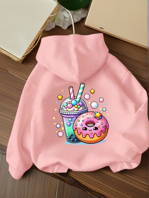 Funny Print Thermal Lined Pullover Sweatshirt Sweatshirt For Young Girls, Warm & Comfortable For Autumn/Winter