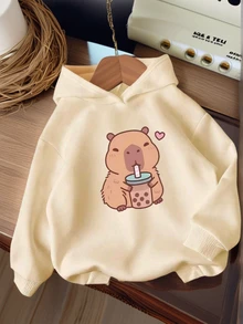 Funny Print Thermal Lined Pullover Sweatshirt Sweatshirt For Young Girls, Warm & Comfortable For Autumn/Winter