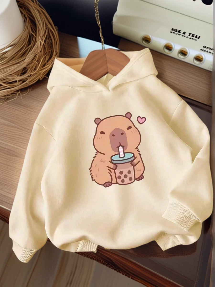 Funny Print Thermal Lined Pullover Sweatshirt Sweatshirt For Young Girls, Warm & Comfortable For Autumn/Winter