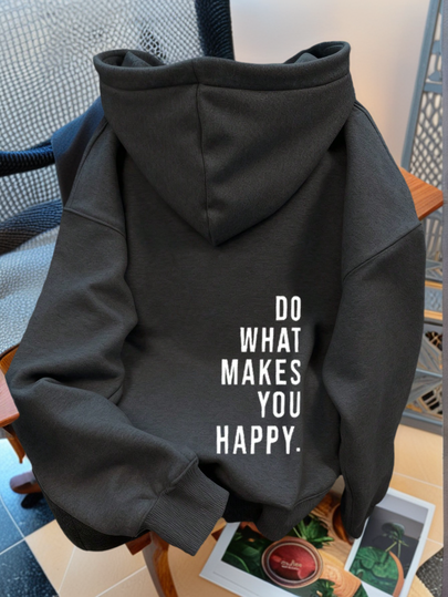 sweat-shirt à capuche ample avec imprimé slogan, doublé polaire, avec style universitaire. Convient pour la course, le style casual, les rassemblements, les fêtes, le style de rue, l'extérieur, l'automne/l'hiver