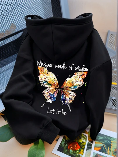 Women's Fashionable Autumn/Winter Hooded Pullover Sweatshirt, Soft & Comfortable Thermal Lining Casual Top. Women's Leisure Thermal Lined Sweatshirt, Featuring Collegiate Print Design, Radiating Youthful Vitality. Suitable For Running, Casual Wear, Gatherings, Parties, Etc. Provides Warmth In Autumn/Winter, Ideal For Activities Like Running And Exercising. Oversized Thick Hooded Sweatshirt For Women, Suitable For Street Style And Outdoor Wear, Applicable For Autumn/Winter.
