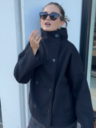 빈티지 스타일 단색 더블 브레스트 하이 칼라 여성 재킷, 가을/겨울용 통근 여성 코트