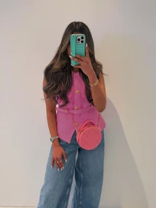 Women's Elegant Sleeveless Single-Breasted Casual Fashion Pocket Decorated Vest