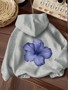 Young Girl Casual Comfortable Loose Thick Knitted Pullover Hooded Sweatshirt - Grey - View 1