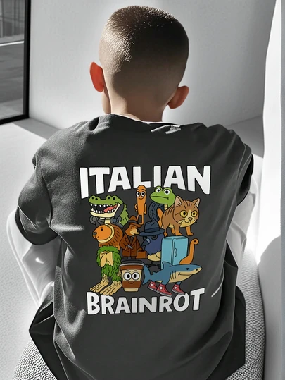 Boys & Teens Casual Printed Crew Neck Short Sleeve T-Shirt, Summer Top