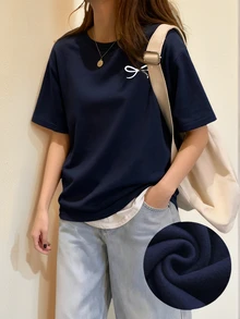 Tween Girls' Casual Pink Graphic Print Crew Neck Short Sleeve T-Shirt, Summer Top - Navy Blue - View 8