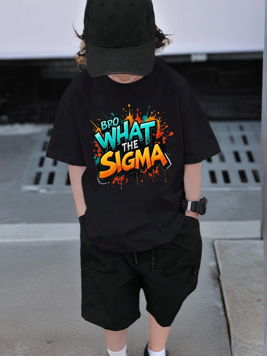 Boys & Teens Casual Printed Crew Neck Short Sleeve T-Shirt, Summer Top