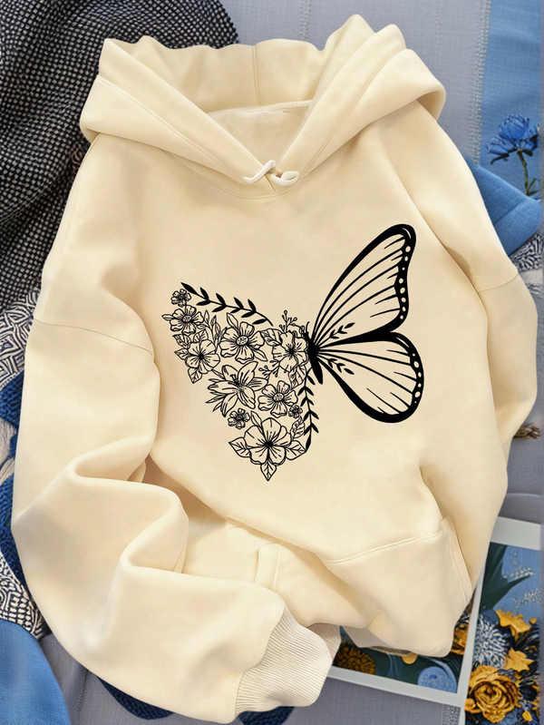 Women's Fashionable Autumn/Winter Hooded Pullover Sweatshirt, Soft And Comfortable Thermal Lined Casual Top. Women's Leisure Thermal Lined Pullover Sweatshirt With Collegiate Style Graphic Print, Radiating Youthful Vitality. Suitable For Running, Lounging, Gatherings, Parties, Etc. Provides Warmth In Autumn/Winter, Suitable For Workouts. Oversized Thick Hooded Sweatshirt For Women, Fits Street Style, Outdoor Wear, Suitable For Autumn/Winter.