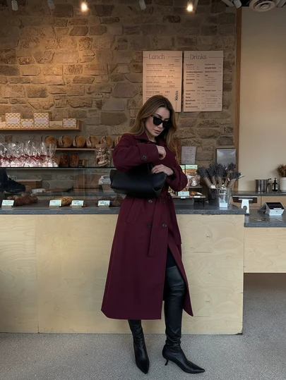 Abrigo de lana clásico de doble botonadura para mujer, nueva llegada de invierno