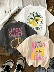 Áo thun nữ mùa hè in chữ, dáng rộng, thoải mái, đa năng, thích hợp mặc hàng ngày hoặc đi nghỉ mát. - Nhiều màu - Xem 11