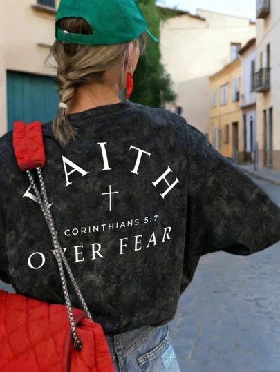 Summer New Fashion English Beach Element Tie-Dye Printed Casual Round Neck Short Sleeve T-Shirt, Versatile Stylish Pattern Design Suitable For Women