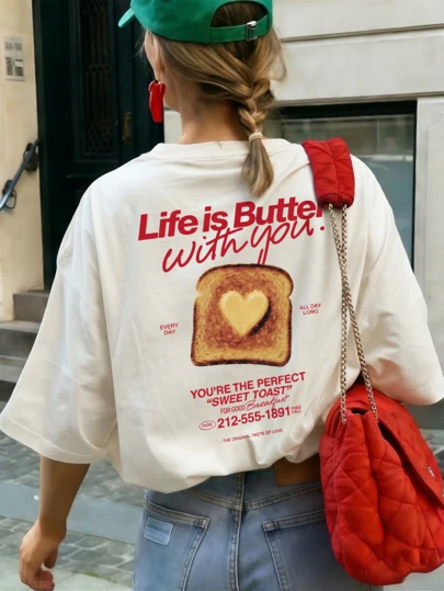 1pc Women's Summer Round Neck Short Sleeve T-Shirt, White With English Letter Print, Casual Loose Fit, Comfortable For Summer Wear, Suitable For Beach, Street, Daily Activities, Work, Office, Parties And Other Occasions