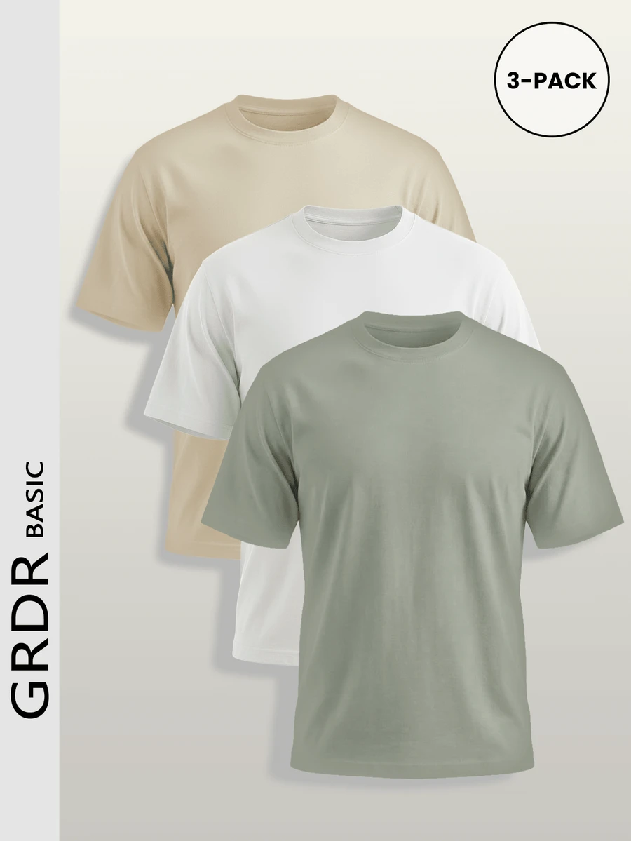 GRDR All-Match 3-Piece Set Solid Color Short Sleeve Minimalist Soft Crew Neck Commuter Versatile T-Shirt - Multicolor - View 1