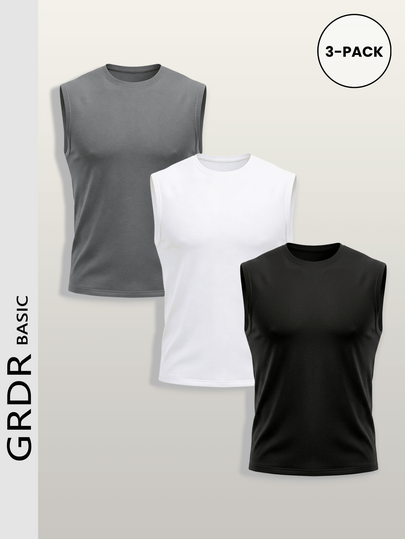 GRDR Minimalist Solid Color Summer Men's Comfortable Streetwear Casual Fashion Loose Fit Versatile Crew Neck Tank Top