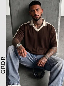 GRDR 男士時尚寬鬆短袖T恤 | 精緻設計 | 夏季必備 | 易於搭配 | 展現你的風格 - 棕色 - 查看 2