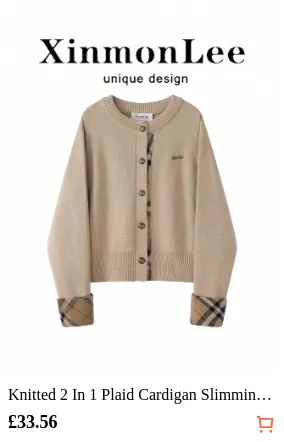 Knitted 2 In 1 Plaid Cardigan...