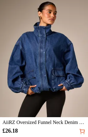 AiiRZ Oversized Funnel Neck Denim...