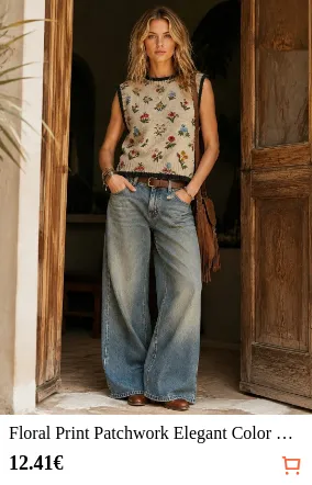 Floral Print Patchwork Elegant...