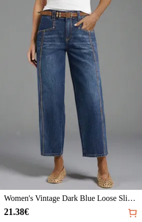 Women s Vintage Dark Blue Loose...