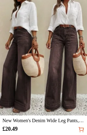 New Women s Denim Wide Leg Pants...